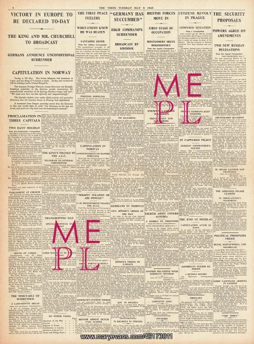  : 1945 The Times VE Day