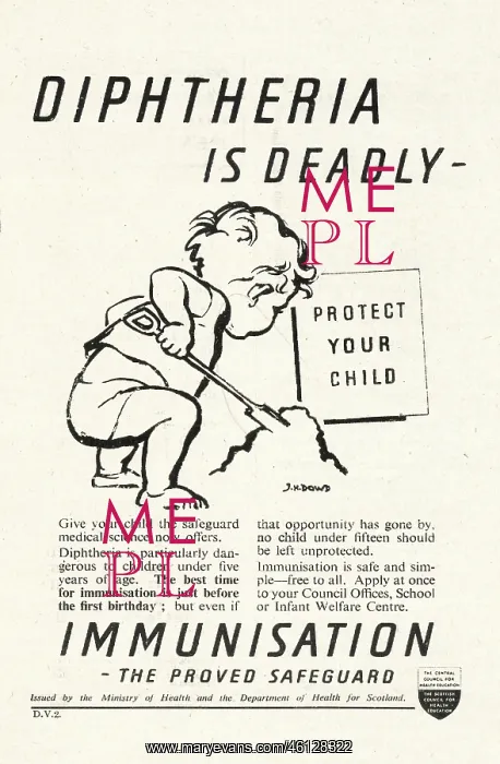  : 1945 UK Magazine Diphtheria Immunisation Ad