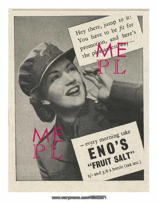 : 1945 UK Magazine Eno's Fruit Salt Advert : 1945 UK Magazine Eno's Fruit Salt Advert