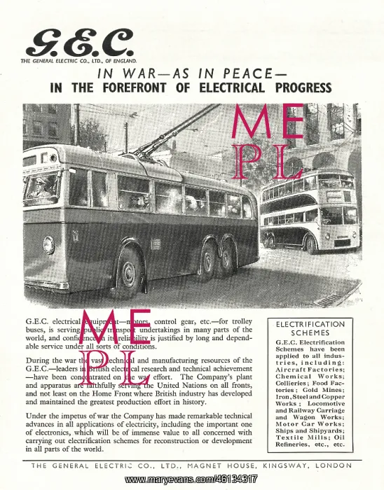 : 1945 UK Magazine G.E.C. Advert : 1945 UK Magazine G.E.C. Advert