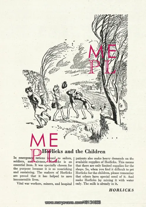 : 1945 UK Magazine Horlicks Advert : 1945 UK Magazine Horlicks Advert