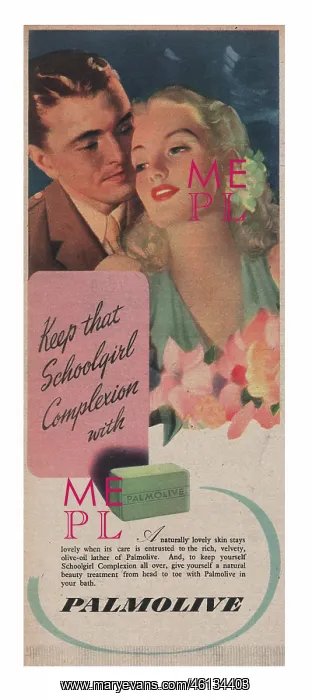 : 1945 UK Magazine Palmolive Soap Advert : 1945 UK Magazine Palmolive Soap Advert