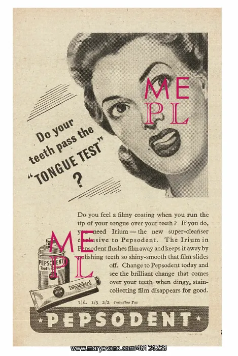 : 1945 UK Magazine Pepsodent toothpaste Advert : 1945 UK Magazine Pepsodent toothpaste Advert
