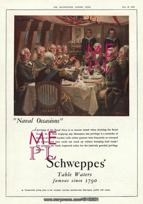 : 1945 UK Magazine Schweppes Drinks Advert : 1945 UK Magazine Schweppes Drinks Advert