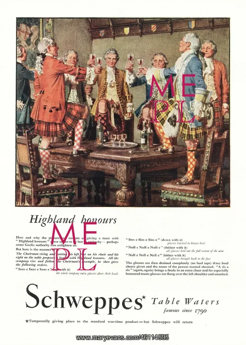 : 1945 UK Magazine Schweppes Drinks Advert : 1945 UK Magazine Schweppes Drinks Advert