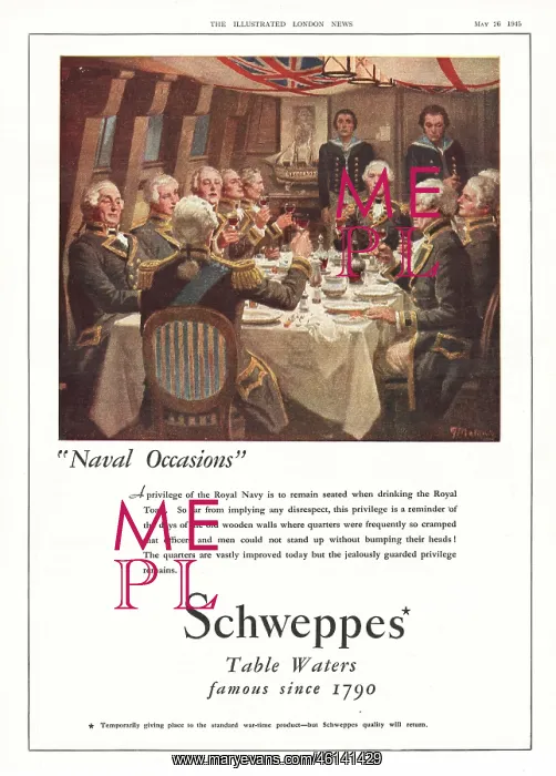 : 1945 UK Magazine Schweppes Drinks Advert : 1945 UK Magazine Schweppes Drinks Advert
