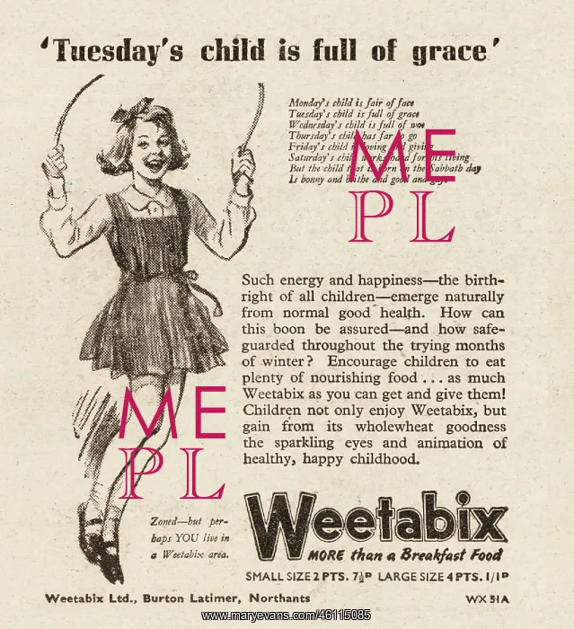 : 1945 UK Magazine Weetabix Advert : 1945 UK Magazine Weetabix Advert