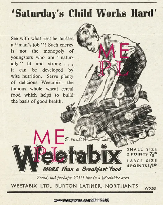 : 1945 UK Magazine Weetabix Advert : 1945 UK Magazine Weetabix Advert