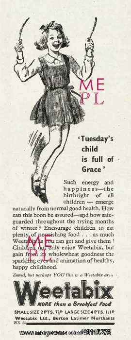 : 1945 UK Magazine Weetabix Advert : 1945 UK Magazine Weetabix Advert