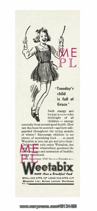 : 1945 UK Magazine Weetabix Advert : 1945 UK Magazine Weetabix Advert