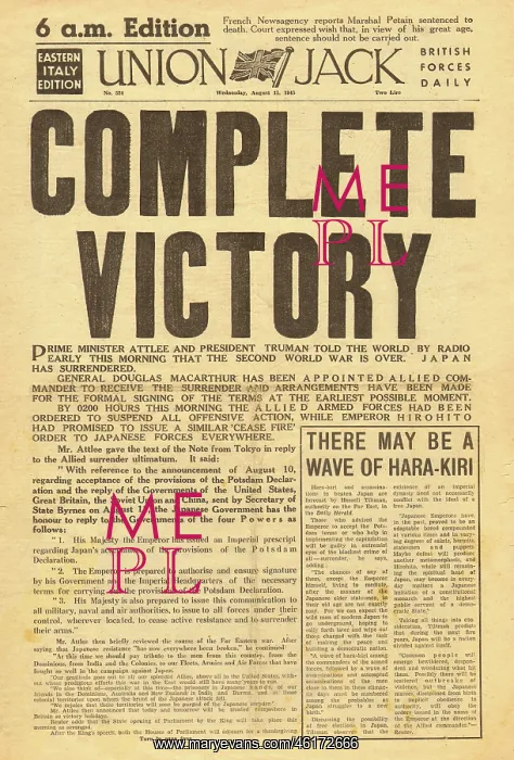  : 1945 Union Jack Victory as Japan accepts surrender
