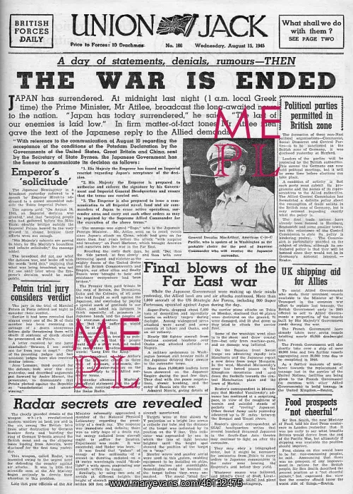 : 1945 Union Jack The War is over as Japan accepts surrender : 1945 Union Jack The War is over as Japan accepts surrender