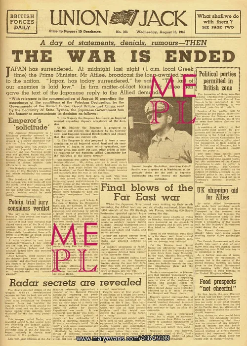 : 1945 Union Jack The War is over as Japan accepts surrender : 1945 Union Jack The War is over as Japan accepts surrender