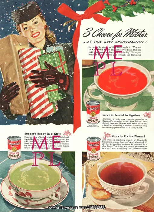 : 1945 U.S. Magazine Campbell's Soups Advert : 1945 U.S. Magazine Campbell's Soups Advert