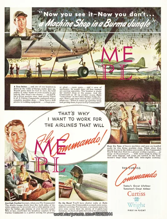 : 1945 U.S. Magazine Curtiss Commando Advert : 1945 U.S. Magazine Curtiss Commando Advert