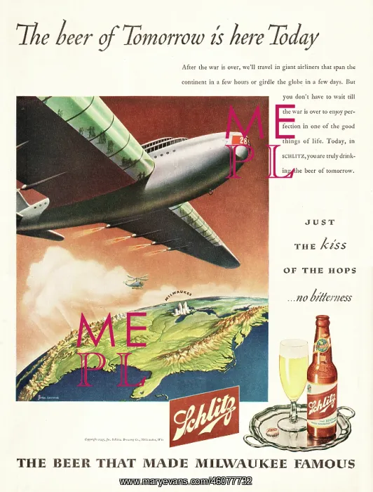 : 1945 U.S. Magazine Schlitz beer Advert : 1945 U.S. Magazine Schlitz beer Advert