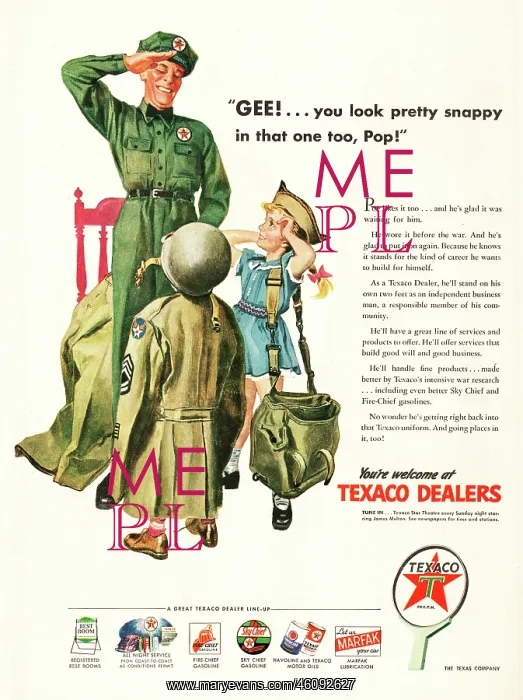 : 1945 U.S. Magazine Texaco Advert : 1945 U.S. Magazine Texaco Advert