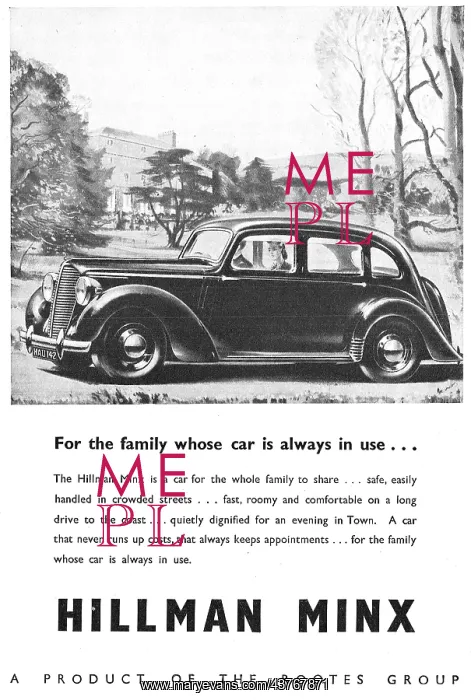 : 1946 Hillman Minx Advert : 1946 Hillman Minx Advert