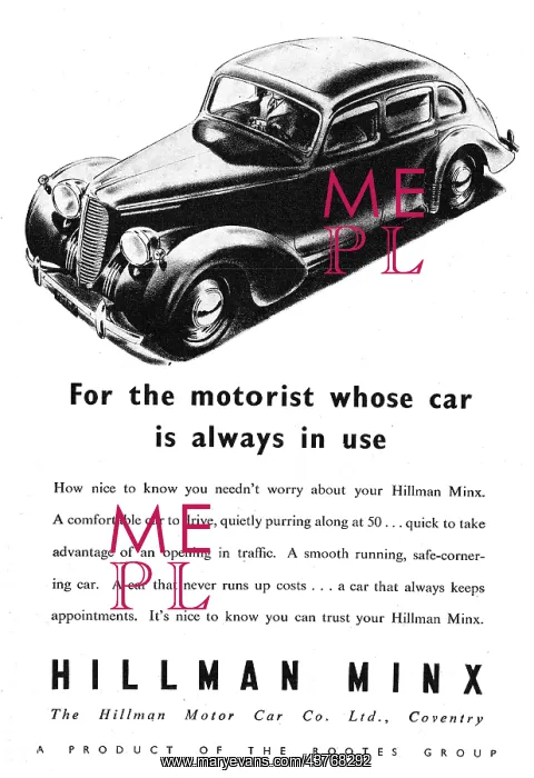 : 1946 Hillman Minx Advert : 1946 Hillman Minx Advert