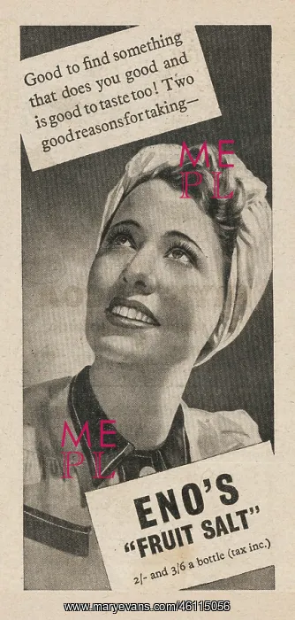 : 1946 UK Magazine Eno's Fruit Salt Advert : 1946 UK Magazine Eno's Fruit Salt Advert