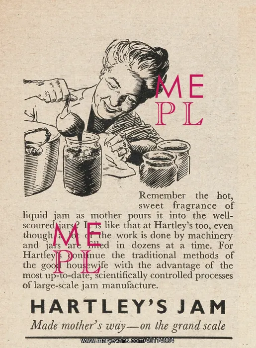 : 1946 UK Magazine Hartley's Jam Advert : 1946 UK Magazine Hartley's Jam Advert