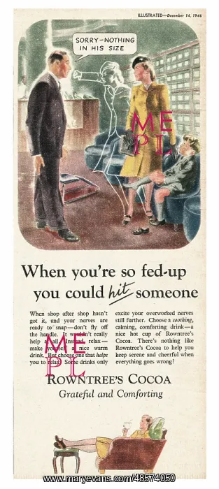 : 1946 UK Magazine Rowntree's cocoa Advert : 1946 UK Magazine Rowntree's cocoa Advert