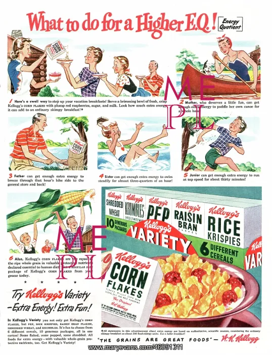 : 1946 U.S. Magazine Kellogs Cornflakes Advert : 1946 U.S. Magazine Kellogs Cornflakes Advert