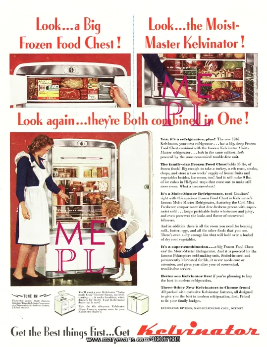: 1946 U.S. Magazine The Kelvinator Fridge Advert : 1946 U.S. Magazine The Kelvinator Fridge Advert