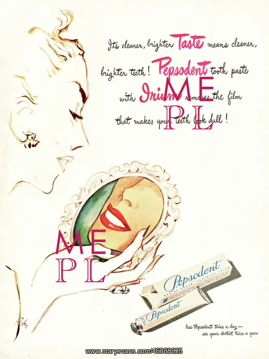  : 1946 U.S. Magazine Pepsodent toothpaste Advert