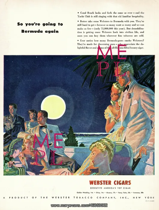 : 1946 U.S. Magazine Webster Cigars Advert : 1946 U.S. Magazine Webster Cigars Advert