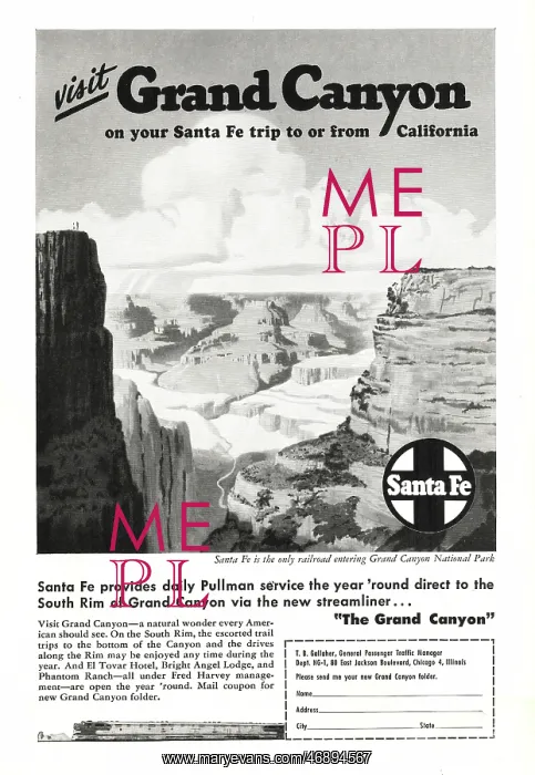 : 1947 US advert Santa Fe railroad : 1947 US advert Santa Fe railroad