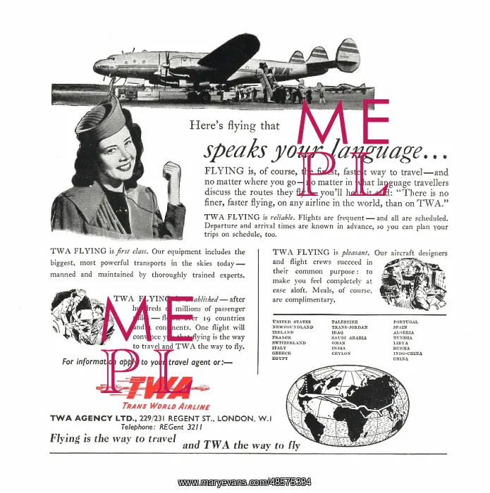 : 1947 UK Magazine TWA Advert : 1947 UK Magazine TWA Advert