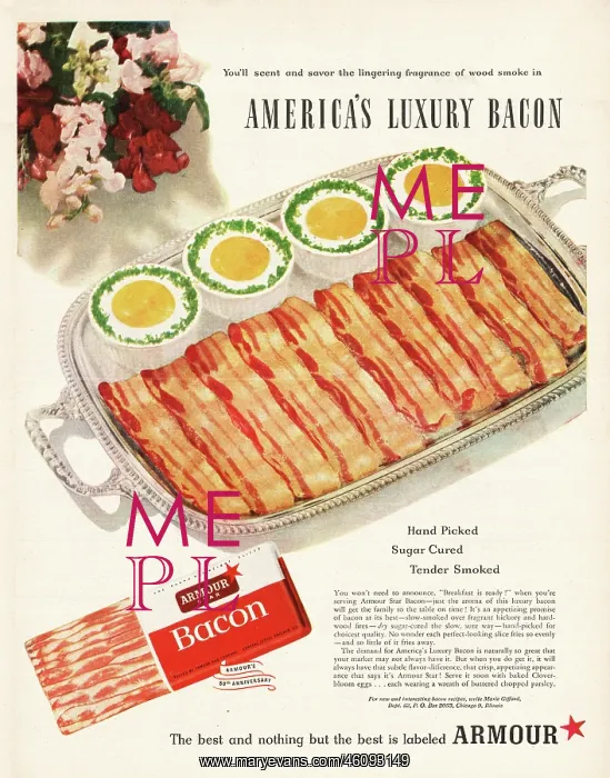 : 1947 U.S. Magazine Armour's Bacon Advert : 1947 U.S. Magazine Armour's Bacon Advert