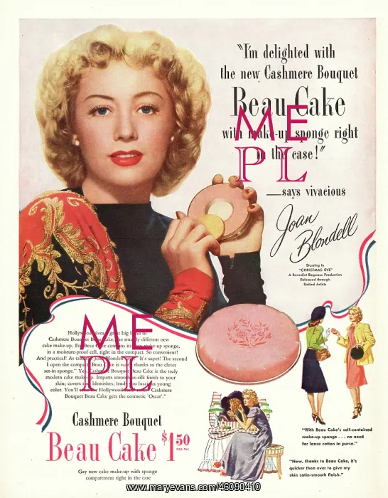 : 1947 U.S. Magazine Beau Cake Makeup Advert : 1947 U.S. Magazine Beau Cake Makeup Advert