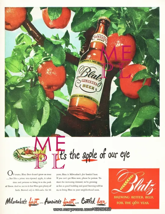 : 1947 U.S. Magazine Blatz beer Advert : 1947 U.S. Magazine Blatz beer Advert
