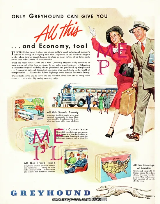 : 1947 U.S. Magazine Greyhound Lines Advert : 1947 U.S. Magazine Greyhound Lines Advert