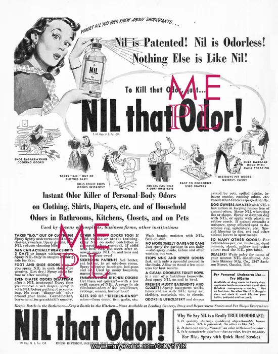: 1947 U.S. Magazine Nil Odor Killer Advert : 1947 U.S. Magazine Nil Odor Killer Advert