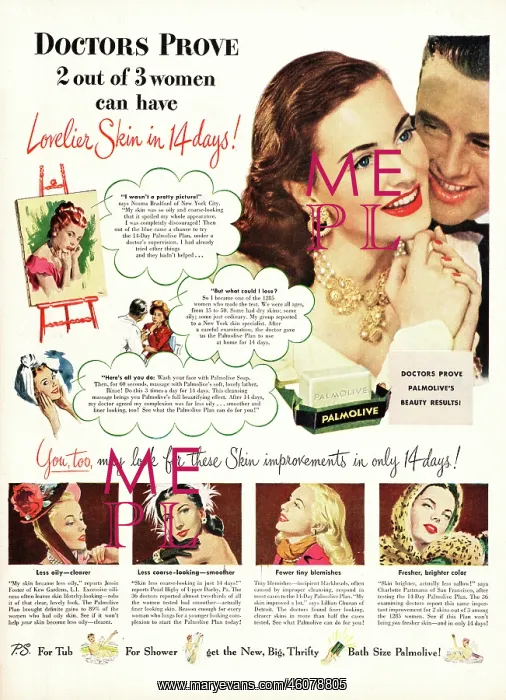 : 1947 U.S. Magazine Palmolive Soap Advert : 1947 U.S. Magazine Palmolive Soap Advert
