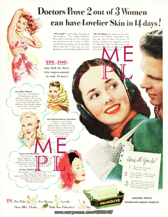 : 1947 U.S. Magazine Palmolive Soap Advert : 1947 U.S. Magazine Palmolive Soap Advert