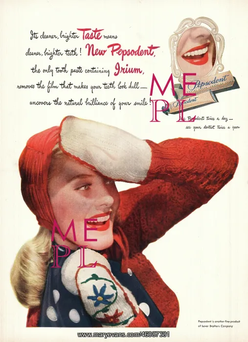 : 1947 U.S. Magazine Pepsodent toothpaste Advert : 1947 U.S. Magazine Pepsodent toothpaste Advert