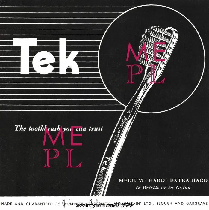 : 1947 U.S. Magazine Tek Toothbrushes Advert : 1947 U.S. Magazine Tek Toothbrushes Advert