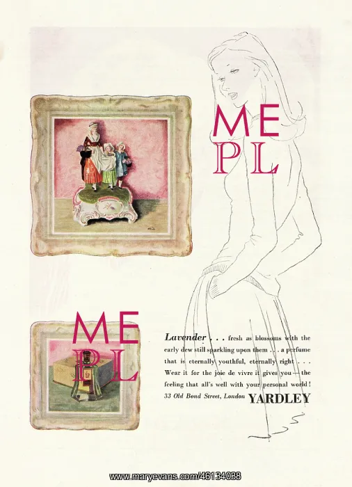 : 1947 U.S. Magazine Yardley Cosmetics Advert : 1947 U.S. Magazine Yardley Cosmetics Advert
