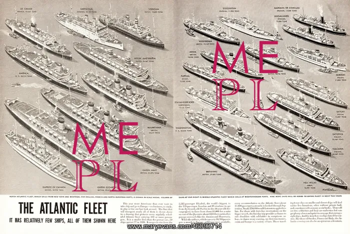: 1948 Illustration Atlantic Passenger ship fleet : 1948 Illustration Atlantic Passenger ship fleet