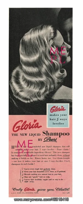 : 1948 UK advert Gloria shampoo : 1948 UK advert Gloria shampoo