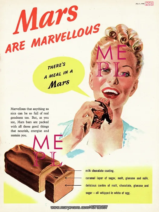 : 1948 UK Magazine Mars Bar Advert : 1948 UK Magazine Mars Bar Advert