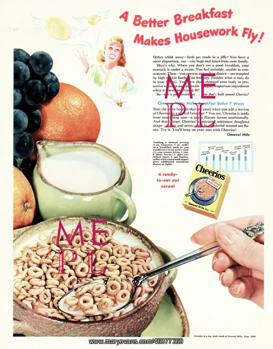  : 1948 U.S. Magazine Cheerios Cereal Advert