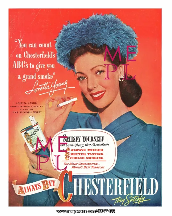 : 1948 U.S. Magazine Chesterfield Cigerette Advert : 1948 U.S. Magazine Chesterfield Cigerette Advert