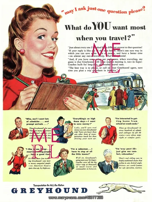 : 1948 U.S. Magazine Greyhound Lines Advert : 1948 U.S. Magazine Greyhound Lines Advert