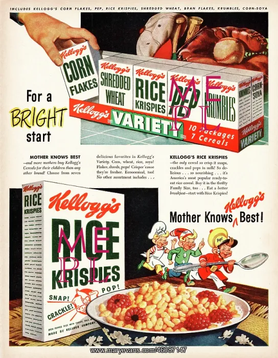 : 1948 U.S. Magazine Kellog's Rice Krispies Advert : 1948 U.S. Magazine Kellog's Rice Krispies Advert