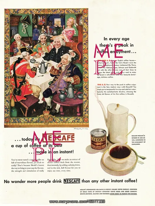 : 1948 U.S. Magazine Nescafe Coffee Advert : 1948 U.S. Magazine Nescafe Coffee Advert